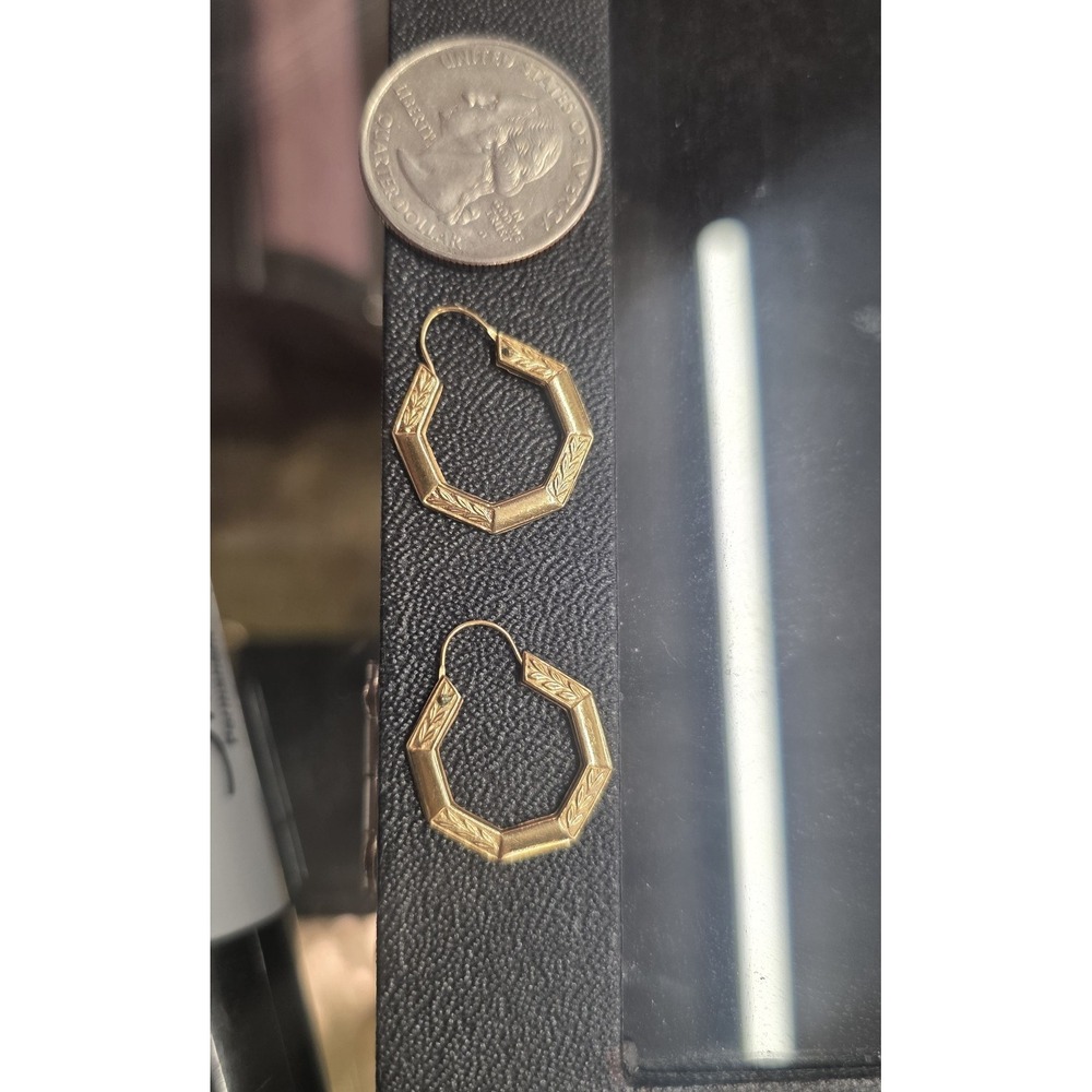 Solid 14k Gold Hoop Earrings Vintage Leaver Back Tested - Picture 12 of 15